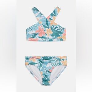 Good condition Abercrombie Kids Tropical Print Bikini-Blue and Orange size 13/14